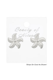 Sterling Silver Plumeria Flower Post Earrings - SS