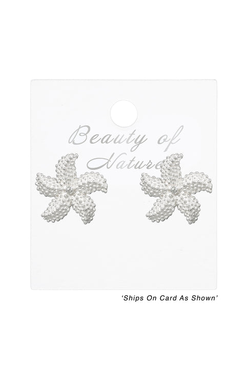 Sterling Silver Plumeria Flower Post Earrings - SS