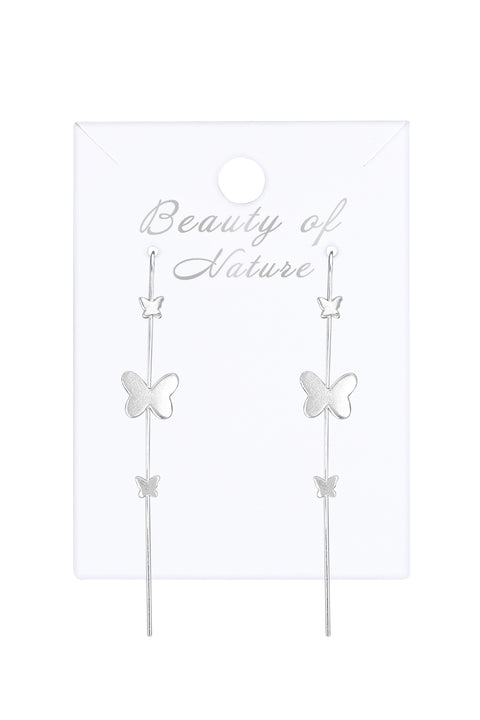 Sterling Silver Butterfly Drop Earrings - SS