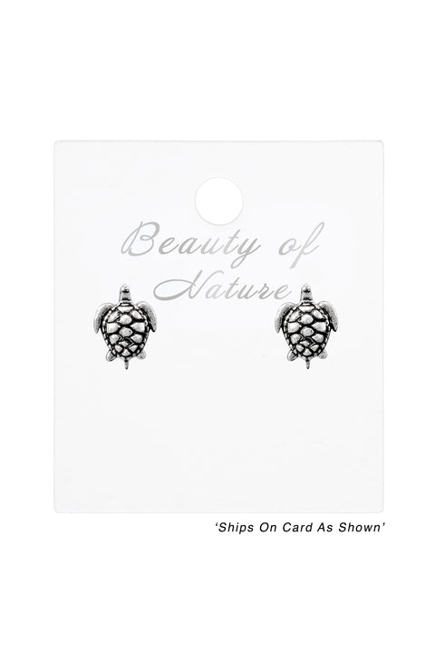Sterling Silver Sea Turtle Post Earrings - SS