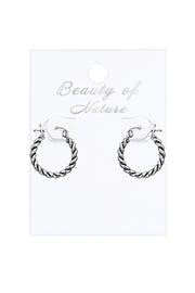 Sterling Silver Oxidized Hoop Earrings - SS