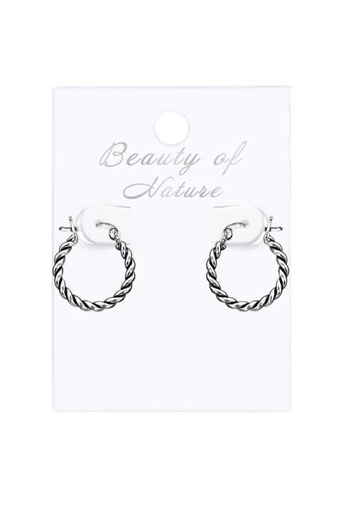 Sterling Silver Oxidized Hoop Earrings - SS
