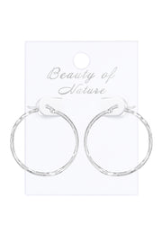 Sterling Silver Diamond Cut Hoop Earrings - SS