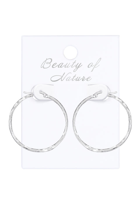Sterling Silver Diamond Cut Hoop Earrings - SS