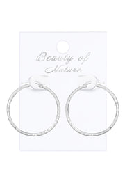 Sterling Silver Hammered Hoop Earrings - SS
