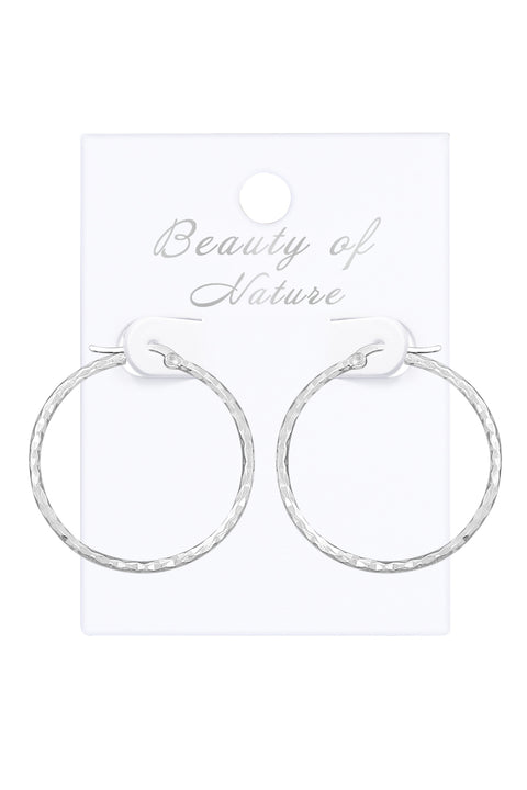 Sterling Silver Hammered Hoop Earrings - SS