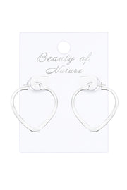 Sterling Silver Big Heart Hoop Earrings - SS