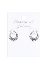 Sterling Silver Floral Filigree Hoop Earrings - SS