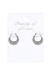 Sterling Silver Floral Filigree Hoop Earrings - SS