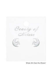 Sterling Silver Moon & Star Post Earrings - SS