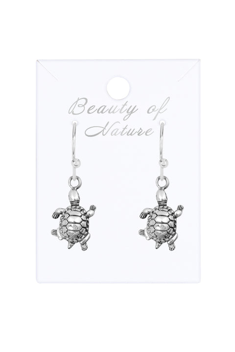 Sterling Silver Turtle Drop Earrings - SS