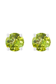 Sterling Silver Peridot Round Stud Earrings - SS