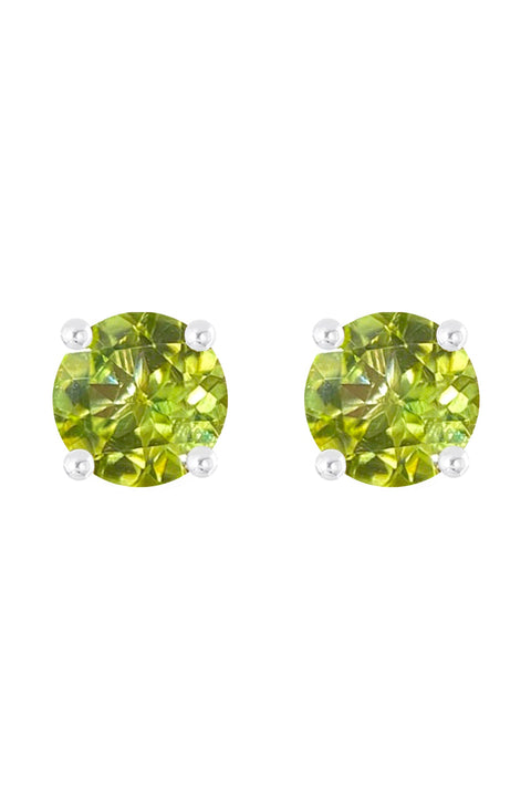 Sterling Silver Peridot Round Stud Earrings - SS