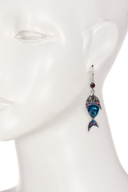 Austrian Crystal Multi Color Fish Drop Earrings - SF