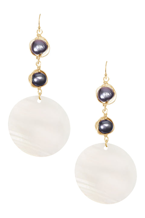 Mother Of Pearl & Freshwater Pearl Drop Earrings - GF