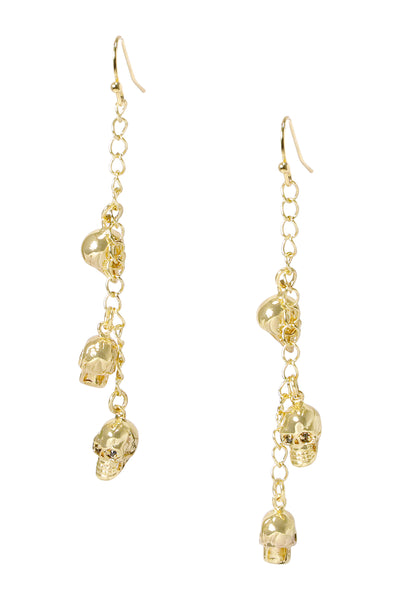 Skull Charm Dangle Earrings - GF