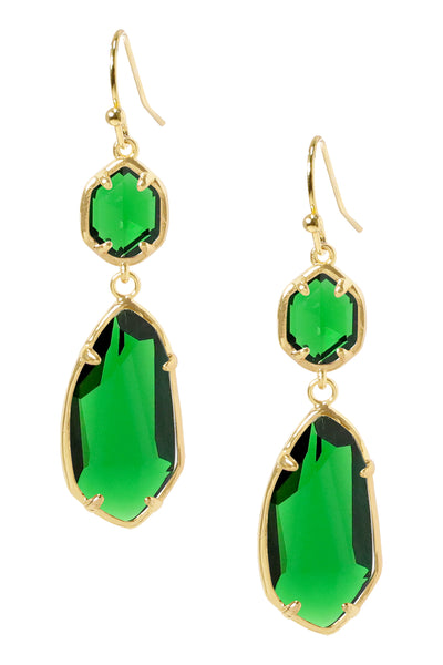 Blue Cat's Eye Hanging Drop Earrings - GF