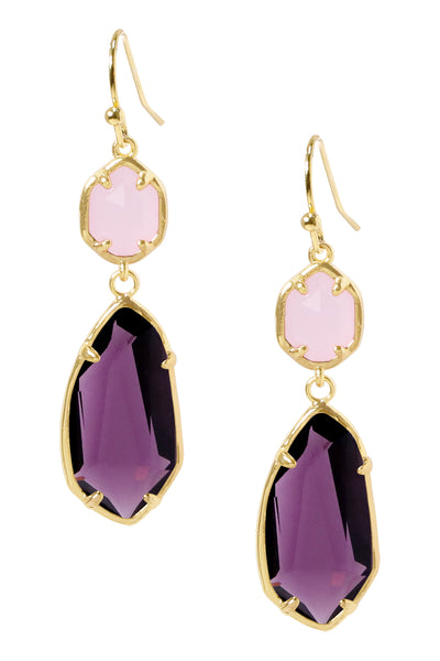 Lavender Crystal Hanging Drop Earrings - GF