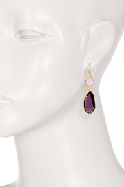 Lavender Crystal Hanging Drop Earrings - GF