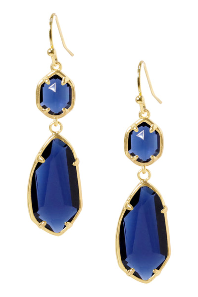 London Blue Crystal Hanging Drop Earrings - GF