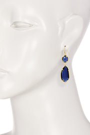 London Blue Crystal Hanging Drop Earrings - GF