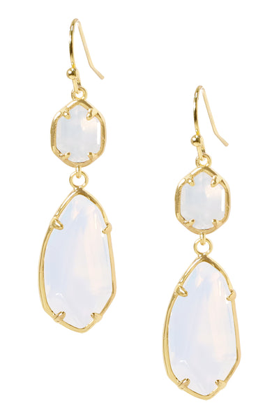 Moonstone Crystal Hanging Drop Earrings - GF