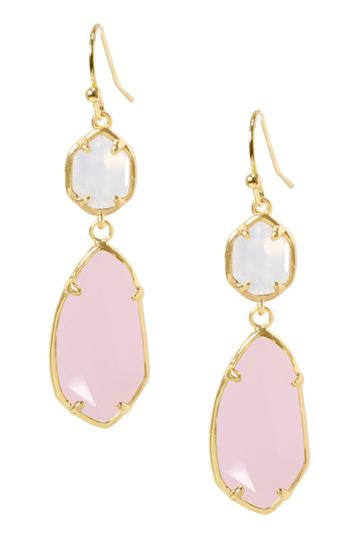 Rose Crystal Hanging Drop Earrings - GF