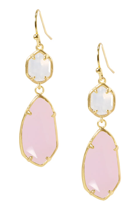 Rose Crystal Hanging Drop Earrings - GF