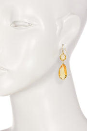 Yellow Crystal Hanging Drop Earrings - GF