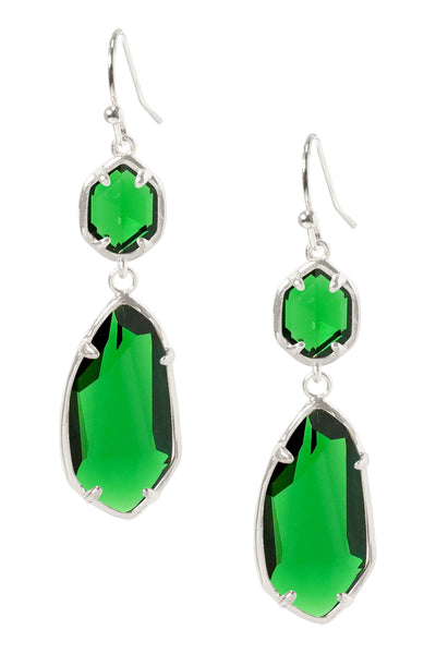 Emerald Crystal Hanging Drop Earrings - SF