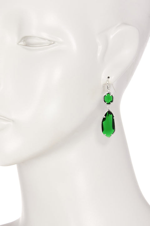 Emerald Crystal Hanging Drop Earrings - SF