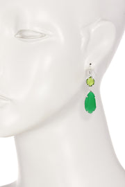 Green Chalcedony Crystal Hanging Drop Earrings - SF