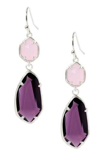 Lavender Crystal Hanging Drop Earrings - SF