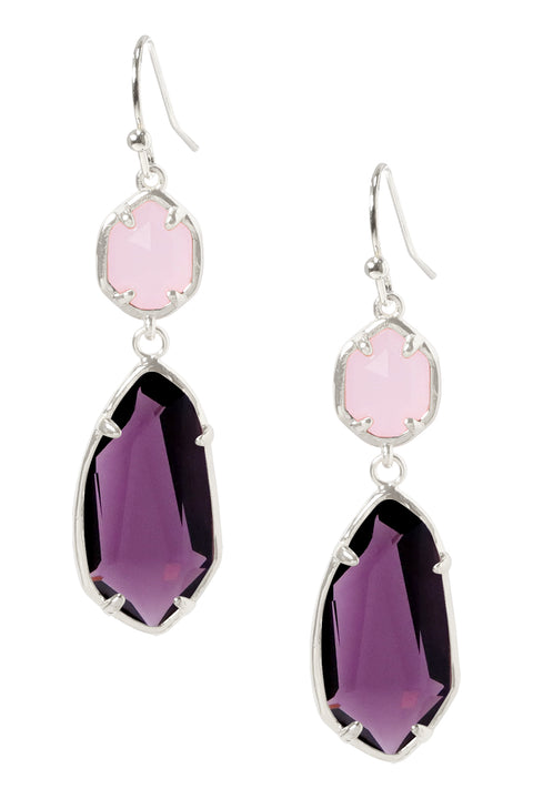 Lavender Crystal Hanging Drop Earrings - SF