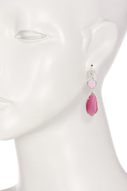 Pink Cat's Eye Hanging Drop Earrings - SF