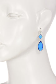 Swiss Blue Crystal Hanging Drop Earrings - SF