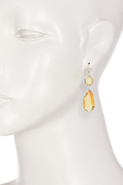 Yellow Crystal Hanging Drop Earrings - SF