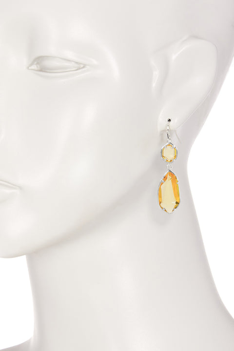 Yellow Crystal Hanging Drop Earrings - SF