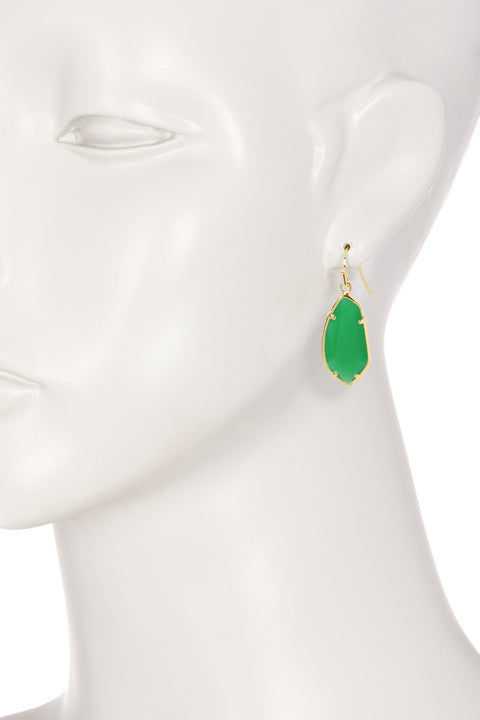 Green Chalcedony Crystal Fancy Cut Drop Earrings - GF