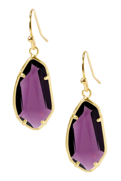 Lavender Crystal Fancy Cut Drop Earrings - GF