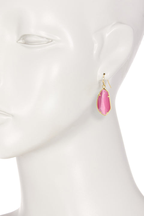 Pink Cat's Eye Fancy Cut Drop Earrings - GF