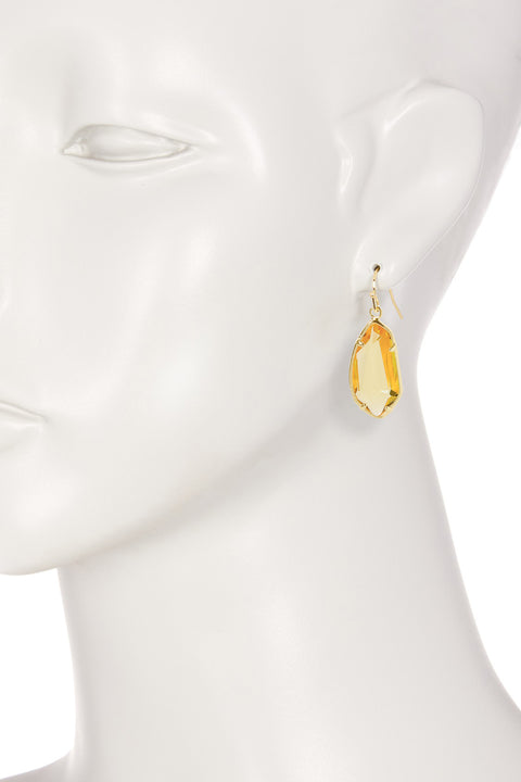 Yellow Crystal Fancy Cut Drop Earrings - GF