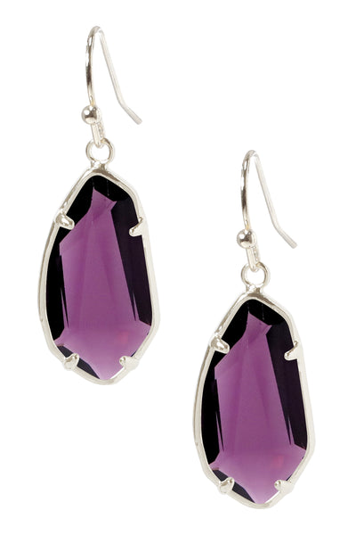 Lavender Crystal Fancy Cut Drop Earrings - SF