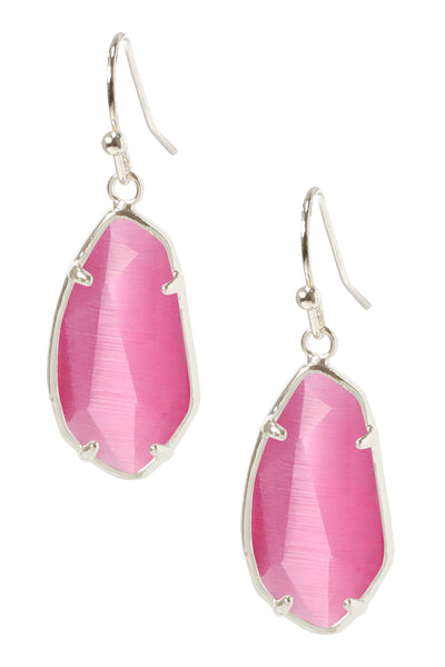 Pink Cat's Eye Fancy Cut Drop Earrings - SF