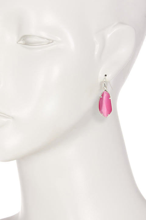 Pink Cat's Eye Fancy Cut Drop Earrings - SF
