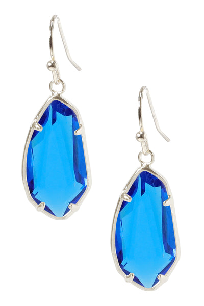 Swiss Blue Crystal Fancy Cut Drop Earrings - SF
