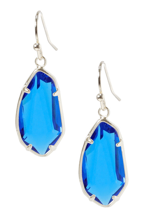 Swiss Blue Crystal Fancy Cut Drop Earrings - SF