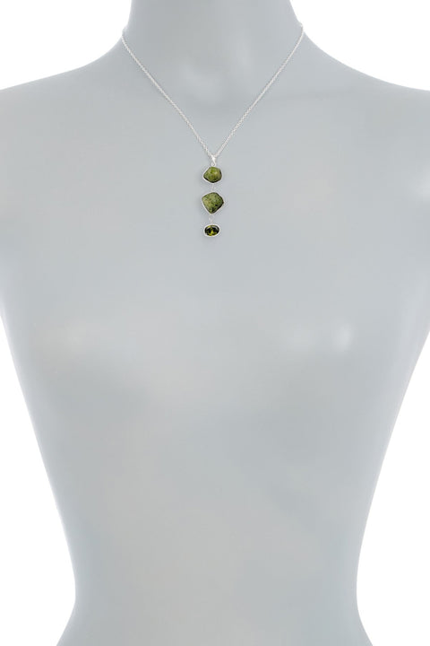 Sterling Silver & Peridot Pendant Necklace - SS