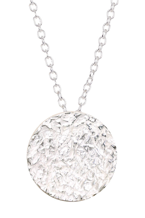 Hammered Disc Pendant Necklace - SF