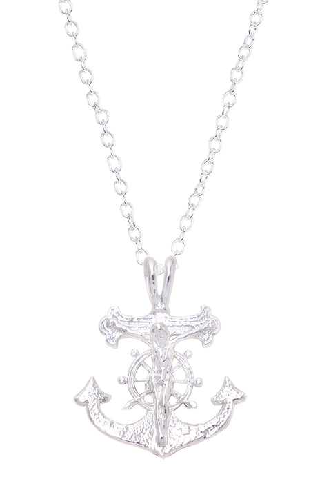 Mariners Anchor Cross Pendant Necklace - SF